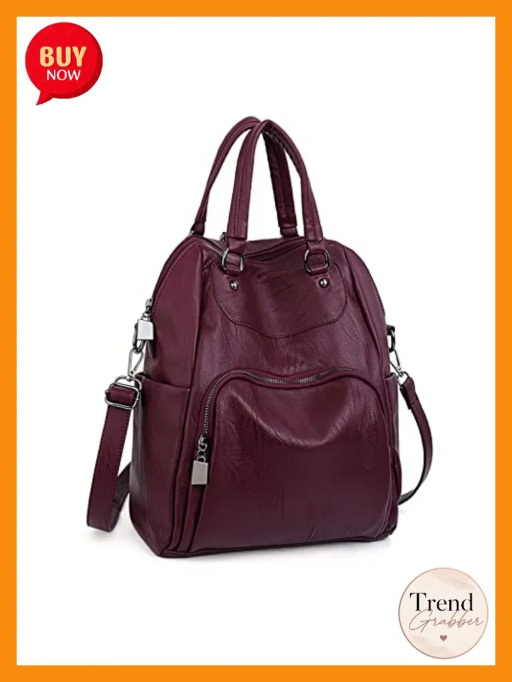 Vegan Leather Convertible Backpack Purse Women Fashion Travel Shoulder Bag